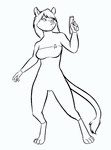 anthro breasts clothed clothing female fur hair ranged_weapon solo starfleet_uniform tail tail_tuft tuft weapon david_a_cantero star_trek rosepetal_(goldfur) caitian felid mammal 2010 black_and_white monochrome