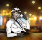 anthro brown_body brown_fur coffee_cup container cup fur gun handgun male male_anthro ranged_weapon revolver solo weapon white_tuxedo nicolasthewolf dreamworks the_bad_guys mr._wolf_(the_bad_guys) canid canine canis mammal wolf