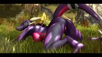 all_fours anthro ass_up bent_over big_breasts black_bars black_body black_scales breasts butt feet female forest genitals grass green_eyes hindpaw horn imminent_sex looking_at_viewer lying markings multicolored_body multicolored_scales multicolored_tail nature nipples nude on_front outside pawpads paws pink_body pink_scales pink_tail plant presenting presenting_hindquarters presenting_pussy purple_body purple_scales purple_tail pussy raised_tail rock scales seductive solo spread_legs spreading tail teeth tree white_markings silvarus activision mythology spyro_the_dragon warfare_machine cynder warfare_cynder dragon mythological_creature mythological_scalie reptile scalie 16:9 2024 3d_(artwork) digital_media_(artwork) hi_res widescreen