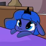 bed bedroom begging chibi cosmic_hair crown dialogue ethereal_hair exclamation_point eyelashes female feral furniture headgear inside nightstand open_mouth outline pseudo_hair solo talking_to_viewer teal_eyes teeth text tongue tjpones friendship_is_magic hasbro my_little_pony princess_luna_(mlp) equid mammal 1:1 2017 animated english_text short_playtime