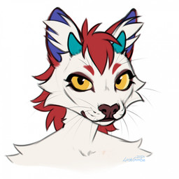 anthro arm_tuft brown_nose cheek_tuft eyelashes facial_tuft female female_anthro front_view fur glistening glistening_eyes hair inner_ear_fluff looking_at_viewer mouth_closed nude red_hair short_hair shoulder_tuft solo tuft white_body white_fur white_inner_ear_fluff yellow_eyes yellow_sclera lostgoose felid mammal 1:1 2024 bust_portrait dated hi_res portrait signature