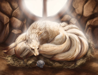 ambiguous_gender detailed_background duo eye_contact feral hay inside looking_at_another lying multi_tail realistic tail window leashe nintendo pokemon pokemon_mystery_dungeon spike_chunsoft aquatic canid canine generation_1_pokemon mammal mollusk ninetales pokemon_(species) shellder detailed