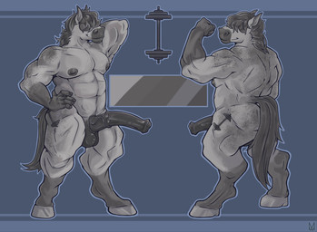 abs anthro balls bangs big_balls big_penis black_nipples black_penis butt color_swatch cutie_mark digitigrade dumbbell flared_penis flexing flexing_bicep freckled_butt freckled_shoulders freckles front_view fur genitals grey_body grey_fur grey_mane hair hair_over_eyes hand_behind_head hand_on_hip hooves long_ears male mane medial_ring multicolored_body multicolored_fur musclegut muscular muscular_anthro muscular_male navel nipples nude pecs penis rear_view smile solo tail thick_thighs two_tone_body two_tone_fur vein veiny_penis weights msgurt hasbro my_little_pony fan_character earth_pony equid equine horse mammal pony hi_res model_sheet story story_in_description