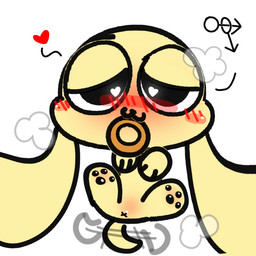 anus bedroom_eyes black_eyes blush blush_lines blush_stickers featureless_crotch feral food food_in_mouth fur heart_eyes heart_symbol inviting looking_at_viewer lying male narrowed_eyes on_back onion_rings pawpads presenting presenting_anus seductive simple_background solo tail tail_motion tailwag white_background x_anus yellow_body yellow_fur ruby_rabbit chikn_nuggit chikn_nuggit_(chikn_nuggit) bird_dog canid canine canis domestic_dog golden_retriever hunting_dog mammal retriever 1:1 hi_res