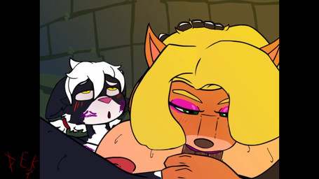 angry anthro deep_throat duo fellatio female female_penetrated genitals happy lipstick makeup male male/female male_penetrating male_penetrating_female oral oral_penetration penetration penile penis running_makeup sex sound_effects destruteka activision crash_bandicoot_(series) tawna_bandicoot 16:9 animated hi_res short_playtime sound webm widescreen