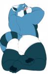 anthro barazoku biped blush briefs bulge clothing kemono kneeling male obese obese_anthro obese_male overweight overweight_anthro overweight_male presenting simple_background solo tighty_whities underwear white_background white_briefs white_clothing white_underwear bighornsheep_(artist) izvy ailurid mammal red_panda 2018