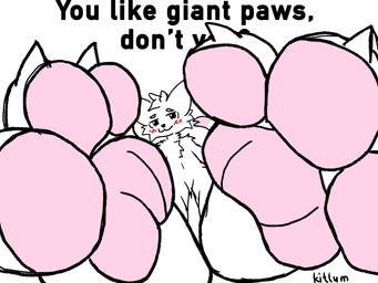 :3 anthro big_ears big_feet black_text blush blush_lines cheek_tuft chest_tuft claws facial_tuft feet feet_together foot_fetish foot_fetish_question foot_focus head_tuft huge_feet hyper hyper_feet looking_at_viewer male monotone_body neck_tuft pawpads pink_paws question solo text toe_claws tuft white_body white_claws kitlum boy_kisser_(meme) get_them_bigass_ears_out_of_the_caption silly_cat_(mauzymice) 4:3 english_text hi_res meme signature