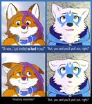 anthro clothing collar duo eye_contact female hoodie looking_at_another looking_away male male/female topwear foxxfire for_the_better_right? teenage_mutant_ninja_turtles alopex foxxfire_(character) arctic_fox canid canine fox mammal true_fox hi_res meme