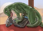 anthro desert duo extreme_french_kiss french_kissing frottage kissing long_tongue male male/male penile sex simple_background tongue witcherbird felid lizard mammal reptile scalie hi_res