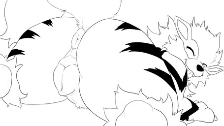 animal_genitalia animal_vulva anus butt canine_genitalia canine_vulva female feral fur genitals looking_at_viewer presenting presenting_vulva solo tail vulva aquilesbraco nintendo pokemon arcanine generation_1_pokemon pokemon_(species) 16:9 black_and_white hi_res line_art monochrome widescreen