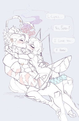 2_toes antennae_(anatomy) antennae_piercing anthro arthropod_abdomen biped blush blush_lines bodily_fluids breasts bubble_butt butt dialogue erection exoskeleton eyebrow_piercing facial_piercing feet female frenum_ladder frenum_piercing furgonomic_piercing furgonomics genital_fluids genital_piercing genitals hair holding_leg holding_thigh humanoid_genitalia humanoid_vulva kissing ladder_piercing larger_male lip_piercing love male male/female muscular muscular_male navel navel_piercing nipple_piercing nipple_ring nipples non-mammal_breasts non-mammal_navel penis penis_piercing piercing ring_piercing romantic romantic_sex scar segmented_body short_hair size_difference slim_female small_breasts smaller_female speech_bubble text toes torso_grab vaginal_fluids vulva proxicute arthropod insect english_text hi_res