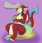 abdl ambiguous_gender anthro clothed clothing diaper dirty disembodied_hand duo feces male male/ambiguous paws pooping purple_background simple_background smell soiled_diaper soiling soiling_diaper solo_focus unclean_diaper used_diaper wearing_diaper sweety_(artist) mythology dragon mythological_creature mythological_scalie scalie hi_res