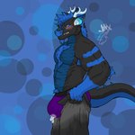 anthro black_&_blue_dragon black_body blue_background blue_body blue_fur blush bodily_fluids body_hair bottomwear bulge butt chest_hair chest_tuft clothed clothing cum cum_drip cum_in_clothing cum_in_jockstrap cum_in_underwear cum_inside cum_through_clothing cum_through_jockstrap cum_through_underwear dripping embarrassed fluffy fur genital_fluids hair horn jockstrap male musclegut muscular muscular_anthro muscular_male pants pecs pubes pulling_up_pants purple_clothing purple_underwear simple_background solo tail tight_bottomwear tight_clothing tight_pants tuft underwear wet wet_clothing wet_underwear jinxed_arts mythology tight_pants_(meme) dragon mythological_creature mythological_scalie scalie 1:1 absurd_res digital_media_(artwork) hi_res meme