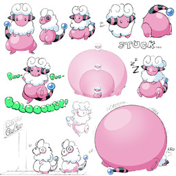 belly big_belly female feral hair huge_belly inflation pink_body simple_background solo text white_background white_hair blahblah866 nintendo pokemon bovid caprine flaaffy generation_2_pokemon mammal pokemon_(species) sheep 1:1 2026 english_text hi_res