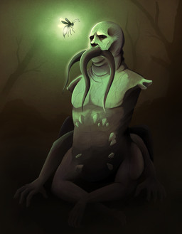 ambiguous_gender duo feral green_glow looking_at_another multi_limb multi_tongue night outside tongue tongue_out han_(artist) fallout microsoft arthropod centaur_(fallout) insect taur english_description hi_res restricted_palette