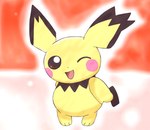 ambiguous_gender black_body black_fur feral fur one_eye_closed pink_background simple_background solo wink yellow_body yellow_fur altaro487 nintendo pokemon spiky-eared_pichu generation_2_pokemon mammal pichu pokemon_(species) rodent hi_res female_(lore)