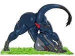 all_fours anthro anthrofied beak big_breasts big_butt biped black_choker black_jewelry black_necklace black_tail black_tail_tip blue_body blue_fur blue_tail breast_squish breasts butt cat_stretch choker clothed clothed_anthro clothed_female clothing digitigrade dipstick_tail eye_markings eyebrows eyes_closed facial_tuft feet female female_anthro fist fur glistening glistening_arms glistening_body glistening_breasts glistening_butt glistening_ears glistening_feet glistening_legs glistening_tail glistening_thighs grass grey_beak grey_body grey_breasts grey_fur hanging_breasts huge_breasts huge_butt jewelry leg_scar markings membrane_(anatomy) membranous_wings mostly_nude_anthro mostly_nude_female multicolored_body multicolored_butt multicolored_fur necklace notched_ear plant red_inner_ear red_wings scar scuted_arms scuted_feet scutes simple_background small_waist solo spiked_tail spikes spikes_(anatomy) spread_legs spreading squish stretching tail tail_markings text thick_thighs thigh_scar thong thong_only three-quarter_view topless tuft two_tone_body two_tone_butt two_tone_fur underwear underwear_only white_background wide_hips winged_arms wings zr_furious capcom european_mythology monster_hunter mythology nyx_(zr_furious) dragon flying_wyvern mythological_creature mythological_scalie nargacuga scalie western_dragon wyvern 2024 artist_name digital_drawing_(artwork) digital_media_(artwork) full-length_portrait hi_res portrait shaded