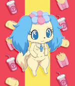 animated_background anthro anthrofied beverage black_nose blue_body blue_ears blue_eyes blue_flower blue_fur breasts burger cheek_tuft chest_tuft chibi container cup digitigrade disposable_cup drinking_straw eyelashes facial_tuft fast_food featureless_breasts featureless_hands featureless_legs female floppy_ears flower flower_garland fluffy fluffy_ears fluffy_tail food fries fur gem hands_on_stomach jewelry looking_down_at_stomach mostly_nude mouth_closed multicolored_body multicolored_fur musical_clef musical_symbol navel necklace pearl_(gem) pearl_necklace pink_flower plant semi-anthro slightly_chubby small_breasts soda solo symbol tail thick_thighs treble_clef tuft two_tone_body two_tone_fur worried yellow_body yellow_fur box_(hajimeyou654) jewelpet sanrio sega_fave sapphie_(jewelpet) bird_dog canid canine canis cavalier_king_charles_spaniel domestic_dog hunting_dog mammal spaniel toy_dog animated short_playtime webm