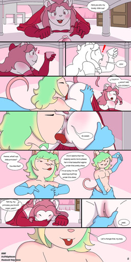 blush breasts butt clothing coffee_cup container cunnilingus cup curvy_figure dialogue duo female genitals green_hair hair licking male male/female moan oral pink_eyes pink_hair princess puppet pussy_sucking royalty sex small_breasts stain sucking tail text tongue undressing vaginal vulva white_body tobydraws4 toofy_(character) humanoid mammal murid murine rat rodent 1:2 2025 comic english_text hi_res brother_(lore) brother_and_sister_(lore) incest_(lore) sibling_(lore) sister_(lore)
