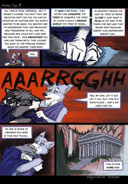 4_fingers age_difference anthro black_nose blue_body blue_eyes blue_fur bodily_fluids cloak clothed clothed_anthro clothed_male clothing comforting crying dialogue duo fangs feet fingers fur grey_body grey_fur hindpaw hug humanoid_hands male multicolored_body multicolored_fur paws screaming shirt speech_bubble tail tears teeth temple text topwear trauma traumatized tunic two_tone_body two_tone_fur white_body white_fur spiritofash andreas_(spiritofash) therion_(spiritofash) canid canine canis mammal wolf comic english_text hi_res