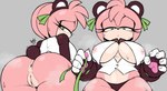 a1x1az amy_rose anthro anus areola big_butt blush blush_lines bodily_fluids brown_clothing brown_panties brown_underwear butt clothing cotton_tail eulipotyphlan fake_ears fake_tail female front_view fur genitals gloves green_eyes grey_background hair handwear head_tuft hedgehog hi_res inner_boob looking_at_viewer looking_back mammal narrowed_eyes nipples panties paw_gloves pink_areola pink_hair pink_nipples pussy rear_view sega simple_background skindentation solo sonic_the_hedgehog_(series) steam sweat sweatdrop tail tan_body tan_fur thick_thighs translucent translucent_clothing translucent_topwear tuft underwear white_tail wide_hips