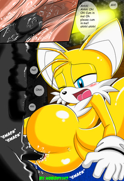 ! 2013 abs anal anal_penetration anthro anus balls black_penis blush canine comic cub cum cum_in_ass cum_inside dialog english_text erection faceless_male fox fur gay internal male mammal miles_prower motion_blur multiple_tails nobody147 nude one_eye_closed open_mouth penetration penis porn_dialogue sega sex sonic_(series) text tongue video_games young
Rating: Explicit
Score: 12
User: Nobody147
Date: November 04, 2013