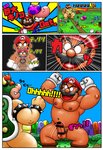 2018 anthro balls belly bowser clothing comic dialogue erection facial_hair genitals group hat headgear headwear human humanoid_genitalia humanoid_hands humanoid_penis japanese_text kemono koopa macro male mammal mario mario_bros moobs mustache nintendo nipples outside overweight overweight_male penis scalie text text_on_clothing text_on_hat text_on_headwear uhokue