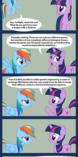 blue_body blue_feathers blue_fur cutie_mark dialogue duo feathered_wings feathers female feral fur hair horn humor joke multicolored_hair multicolored_tail open_mouth purple_body purple_eyes purple_fur purple_hair rainbow_hair rainbow_tail science simple_background tail text transparent_background two_tone_hair wings anowia friendship_is_magic hasbro my_little_pony mythology rainbow_dash_(mlp) twilight_sparkle_(mlp) equid equine mammal mythological_creature mythological_equine pegasus unicorn alpha_channel comic english_text hi_res