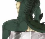 anthro backsack balls biped butt countershading faceless_character genitals green_body green_skin male muscular muscular_anthro muscular_male nipples non-mammal_nipples nude simple_background sitting solo spines torso_shot nerton sean_kelley alligator alligatorid crocodilian reptile scalie