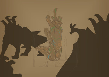 altar arms_tied bound bowl captured caught claws container erection female feral genitals group horn imminent_rape imminent_sex male markings nude nude_female pawpads paws penis pole restraints ritual shocked silhouette silhouetted_body silhouetted_penis tail torch tribal tribal_markings vulva wings wings_tied hc_hybriddave mythology daisy_(hc_hybriddave) dragon mythological_creature mythological_scalie reptile scalie absurd_res hi_res