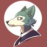 anthro clothed clothing eyebrows facing_aside fur grey_body grey_fur grey_tail male multicolored_body multicolored_fur necktie red_background simple_background solo tail two_tone_body two_tone_fur white_body white_fur admiralbarley beastars legoshi_(beastars) canid canine canis mammal wolf 1:1 absurd_res hi_res