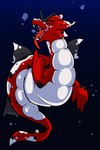 ambiguous_gender belly big_belly feral fin gesture hand_gesture long_tongue looking_at_viewer male open_mouth pointing pointing_at_mouth pointing_at_self red_body red_eyes sea solo tail teeth thick_tail tongue tongue_out water white_body caffeinekobold mythology vtuber hakarisquish amur_carp aquatic_dragon carp cyprinid cypriniform dragon fish koi marine mythological_creature mythological_scalie scalie sea_serpent typical_carp 2:3 hi_res