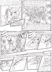 aircraft anthro battle black_and_white border cd cd_player click clothing comic destroyed_vehicle destruction dialogue english_text fur hair holding_cd holding_object immobilization kitfox-crimson loudspeaker machine male mammal marsupial mecha monochrome music musical_note musical_symbol onomatopoeia outside_border pockets queen_(band) ray_(kitfox-crimson) shirt sketch smile solo sound_effects sound_wave speech_bubble stolen_generation symbol text topwear unknown_species vehicle warzone