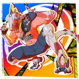 anthro bionics bottomwear clothing gesture glowing glowing_eyes gradient_background hand_gesture hoodie looking_at_viewer machine male muscular muscular_male perspective pose robotic shorts simple_background solo stylized topwear v_sign vasgore epic_games fortnite haxsaur android dinosaur prehistoric_species reptile robot scalie 1:1 hi_res