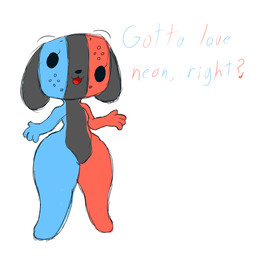 anthro female looking_at_viewer nude open_mouth shortstack simple_background smile solo standing text thick_thighs white_background wide_hips cynicalcy nintendo nintendo_switch switch_dog animate_inanimate canid mammal 1:1 english_text hi_res source_request
