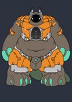 animal_genitalia anthro armor balls belly big_balls brown_body brown_fur fur genitals male metal muscular orange_armor penis sheath solo standing truck flixthemultileg alligator alligatorid bear crocodilian hybrid mammal reptile scalie hi_res