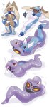 ambiguous_gender anthro bdsm bondage bound encasement latex layered_clothing legs_together simple_background sleepsack solo white_background winte nintendo pokemon arbok dratini generation_1_pokemon generation_4_pokemon lopunny pokemon_(species) hi_res