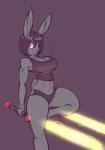 anthro athletic_wear big_breasts bottomwear breasts cleavage clothed clothing dual_wielding female holding_object holding_weapon lightsaber looking_at_viewer melee_weapon navel shirt shorts smile solo topwear weapon yellow_lightsaber scorpdk star_wars lagomorph leporid mammal rabbit 2016 absurd_res hi_res