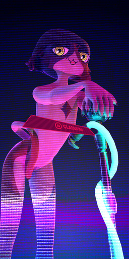 anthro covering covering_self female fur hologram multicolored_body multicolored_fur nude open_mouth simple_background slurp_juice solo tail tail_covering_crotch text two_tone_body two_tone_fur white_body white_fur yellow_eyes kigerlynn dr._drigg_(modeler) epic_games fortnite meow_skulls calico_cat domestic_cat felid feline felis mammal 1:2 2026 3d_(artwork) absurd_res blender_(artwork) blender_cycles_(artwork) digital_media_(artwork) english_text hi_res