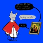 anthro blue_background clothing dialogue eyes_closed male painting priest simple_background solo pochowek domestic_cat felid feline felis mammal absurd_res hi_res