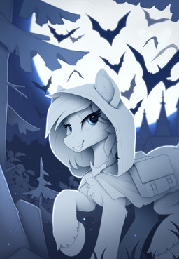 cloven_hooves cult female full_moon hooves moon night plant raised_leg rock saddle_bag scenery solo tree yakovlev-vad hasbro my_little_pony fan_character bat equid equine leaf-nosed_bat mammal microbat vampire_bat yangochiropteran 2021 hi_res monochrome
