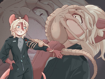 anthro female solo pingeeiest alien_(franchise) maru_(pingeeiest) alien facehugger mammal mouse murid murine rodent xenomorph 4:3 hi_res