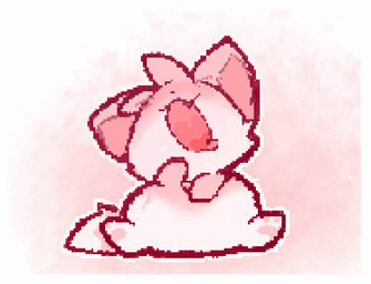fangs female fur open_mouth open_smile pink_body pink_ears pink_fur semi-anthro sitting smile solo teeth vore qwishiflavor qwishi_(qwishiflavor) domestic_cat felid feline felis mammal animated monochrome pink_monochrome pink_theme