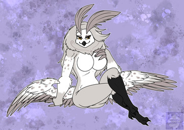 anthro avian_feet breasts feathered_crest feathered_wings feathers female head_crest heart_(marking) hip_wings markings solo spots unusual_wing_placement wings arwenscoots conditional_dnp avian bird owl