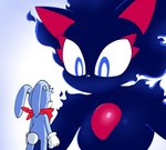 anthro black_nose blue_body blue_eyes blue_fur clothing core cotton_tail duo female fire fur gem gloves handkerchief handwear kerchief long_ears looking_at_another looking_at_partner looking_down_at_partner looking_up_at_partner macro male mouthless red_handkerchief red_kerchief shadow white_eyes quavernsfw sega sonic_the_hedgehog_(series) cinder_the_fire_entity fan_character proto_blaze rush_the_rabbit domestic_cat felid feline felis lagomorph leporid mammal rabbit hi_res