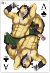 5_fingers abs ace_of_clubs animal_genitalia animal_penis anthro balls biceps big_penis biped black_balls black_body black_fur black_hair blue_eyes bodily_fluids border bottomwear card card_template clothed clothing clothing_aside clubs_(suit) equine_genitalia equine_penis erection fingers flexing flower fur genital_fluids genitals hair hand_behind_head loincloth looking_at_viewer male medial_ring multicolored_body multicolored_fur multicolored_penis muscular muscular_anthro muscular_male navel pecs penis plant playing_card playing_card_template pose precum rose_(flower) simple_background solo suit_symbol symmetry symmetry_(rotational) tenting topless two_tone_penis vein veiny_penis white_background white_body white_border white_fur yellow_body yellow_fur rov javier_(thesiggy) equid equine horse mammal 2015 digital_media_(artwork) signature