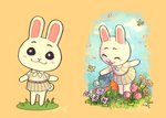 anthro blush bottomwear clothed clothing cloud daww eyes_closed female flower fur grass group holding_object open_mouth open_smile outside plant simple_background skirt sky smile solo standing style_emulation trio watering_can white_body white_fur yellow_background adonyne animal_crossing beastars nintendo haru_(beastars) ambient_arthropod ambient_bee ambient_insect arthropod bee domestic_rabbit dwarf_rabbit hymenopteran insect lagomorph leporid mammal netherland_dwarf_rabbit oryctolagus rabbit 2020 hi_res multiple_images