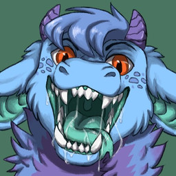 anthro blue_hair bodily_fluids drooling floppy_ears forked_tongue freckled_face freckles fur green_mouth green_tongue hair horn male mouth_shot neck_tuft open_mouth open_smile orange_eyes saliva saliva_string sharp_teeth smile snout solo spot_freckles spots spotted_face teeth tongue tongue_out tuft uvula vore rufus_derg mythology rufus_(rufus_derg) dragon furred_dragon furred_scalie mythological_creature mythological_scalie scalie 1:1 low_res