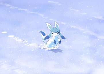 ambiguous_gender blue_eyes blue_hair blue_markings feral hair jumping markings outside pupils quadruped smile snow solo tail white_body white_pupils komanyachi nintendo pokemon eeveelution generation_4_pokemon glaceon pokemon_(species) absurd_res colored digital_drawing_(artwork) digital_media_(artwork) hi_res shaded