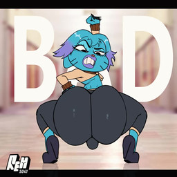 anthro big_butt black_nails blue_body blue_fur bulge butt clothing colored_nails femboy footwear fur high_heels lipstick makeup male nails purple_lipstick shoes solo twerking young theremiman cartoon_network the_amazing_world_of_gumball gumball_watterson felid feline mammal 1:1 animated hi_res short_playtime